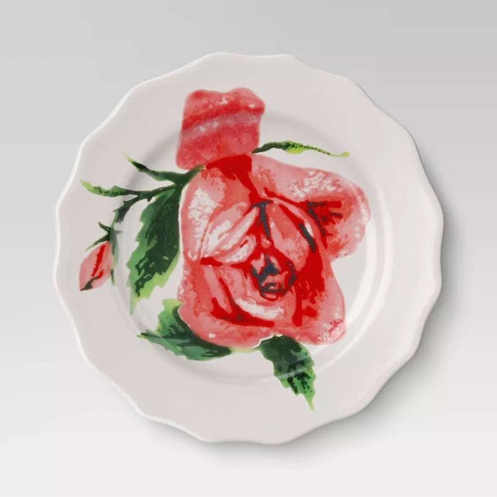 7.25" Valentine Stoneware Rose pattern Appetizer Plate - Threshold nwt